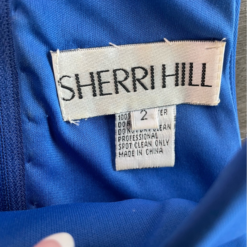 Sherri Hill 52042 Bright Blue Halter Top Cropped Dress Top 2 - Picture 9 of 11